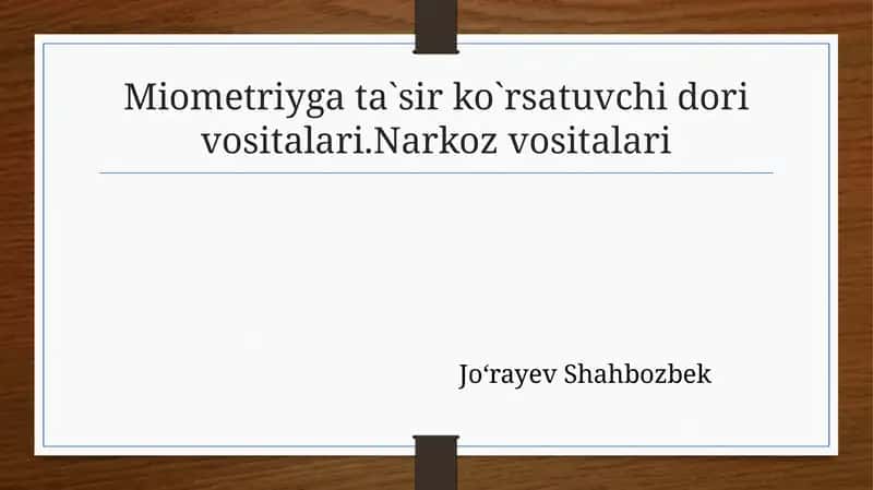 Narkoz vositalari 1