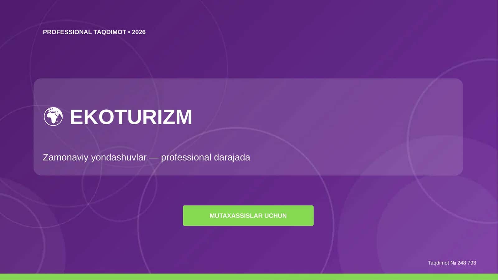 Ekoturizm: zamonaviy yondashuvlar (professional darajada) [mutaxassislar uchun] 1