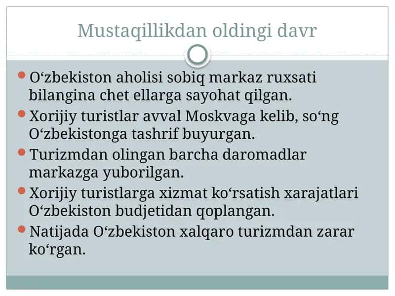 Mustaqillikdan oldingi davr 1
