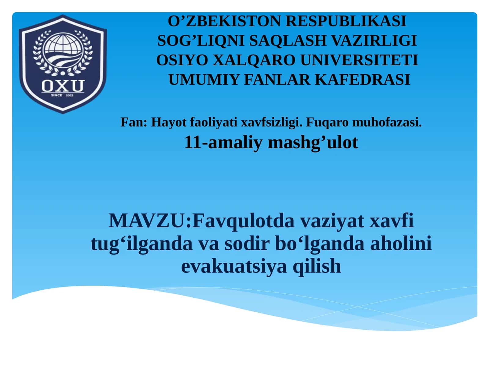 Favqulotda vaziyat xavfi tug‘ilganda va sodir bo‘lganda aholini evakuatsiya qilish 1