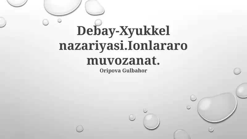 Debye-Xyukkel nazariyasi 1