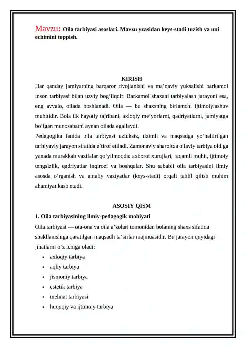 Oila tarbiyasi asoslari 1