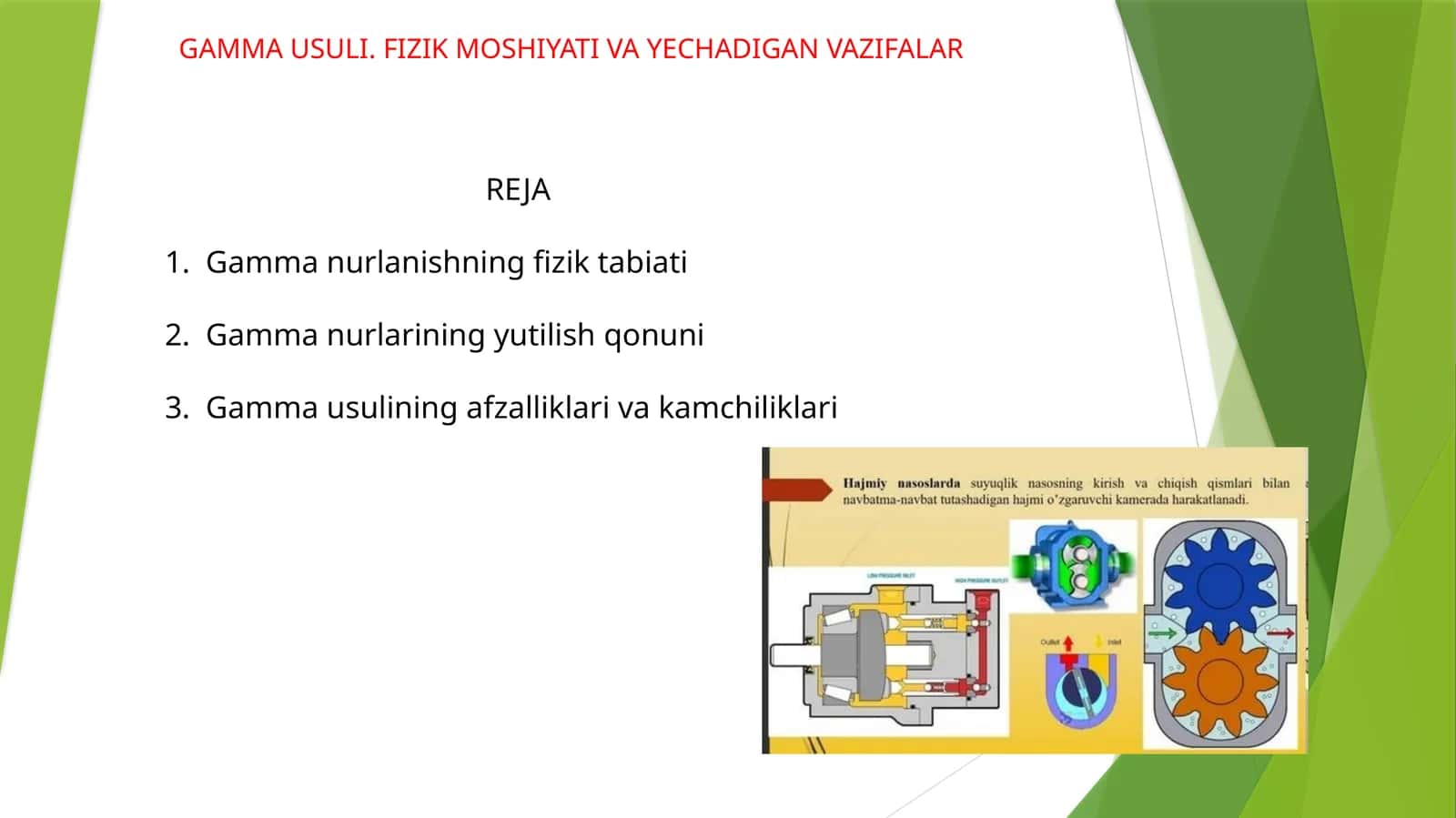 GAMMA USULI. FIZIK MOSHIYATI VA YECHADIGAN VAZIFALAR 1