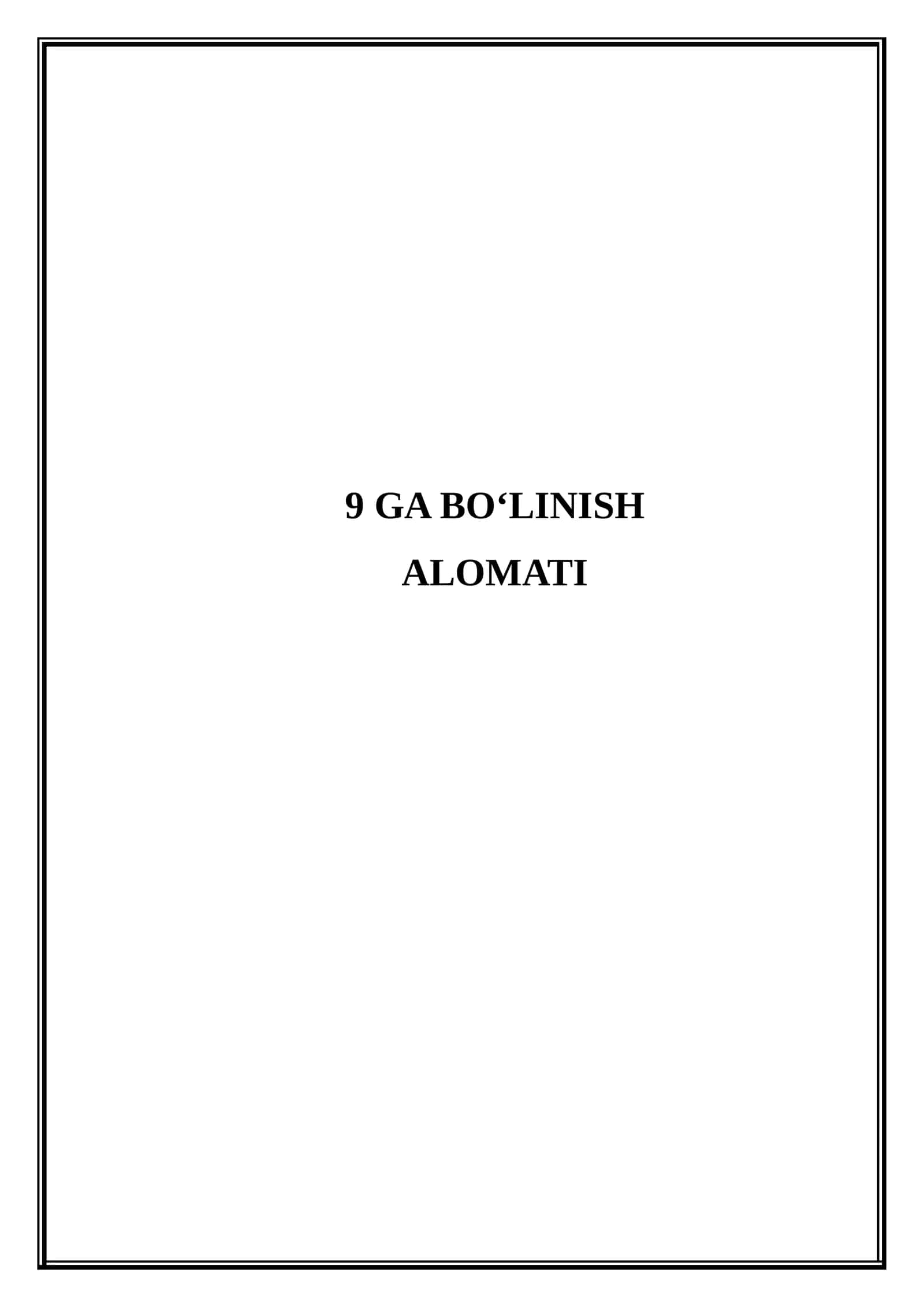 9 ga bo'linish alomati (Mikrodars Ishlanma) 1