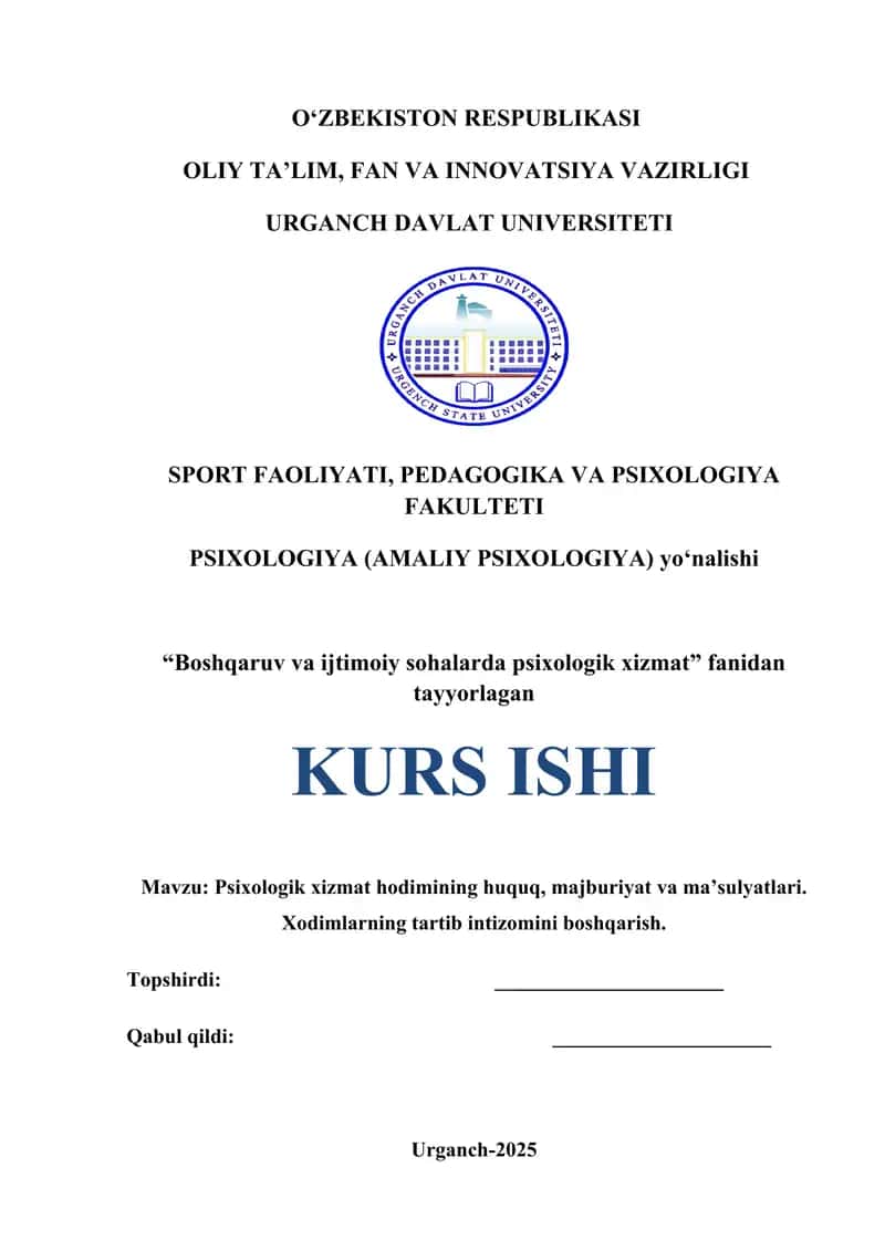 Psixologik xizmat hodimining huquq, majburiyat va ma’sulyatlari 1