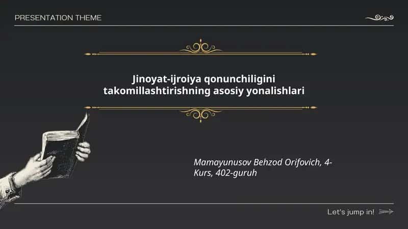 Jinoyat-ijroiya qonunchiligini takomillashtirishning asosiy yonalishlari 1
