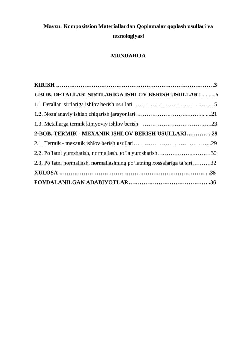 Kompozitsion Materiallardan Qoplamalar qoplash usullari va texnologiyasi 1