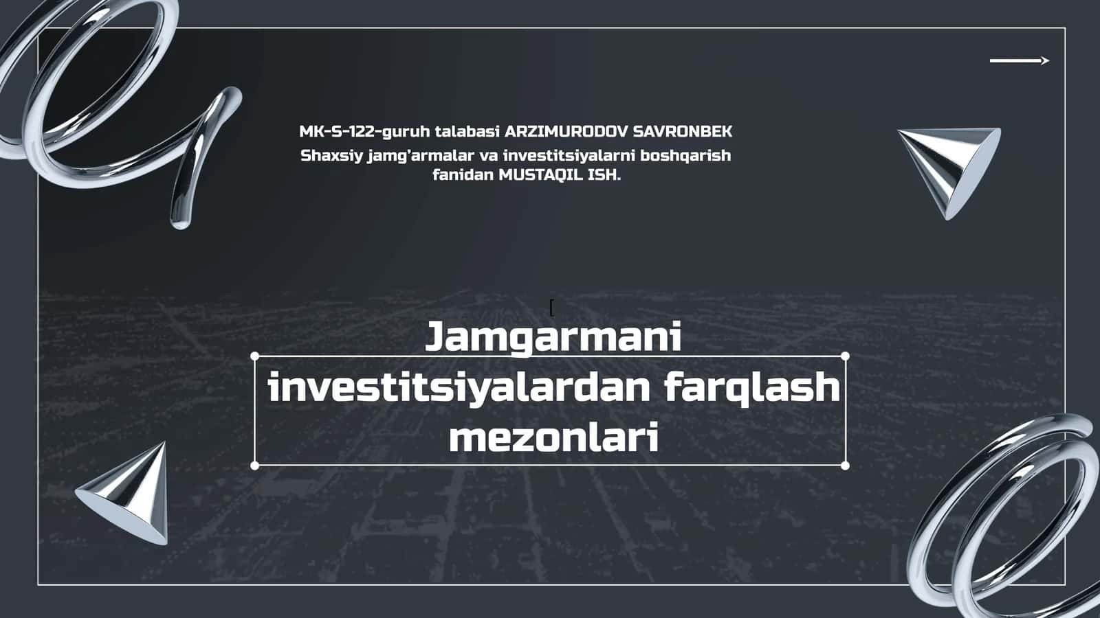 Jamgarmani investitsiyalardan farqlashmezonlari 1