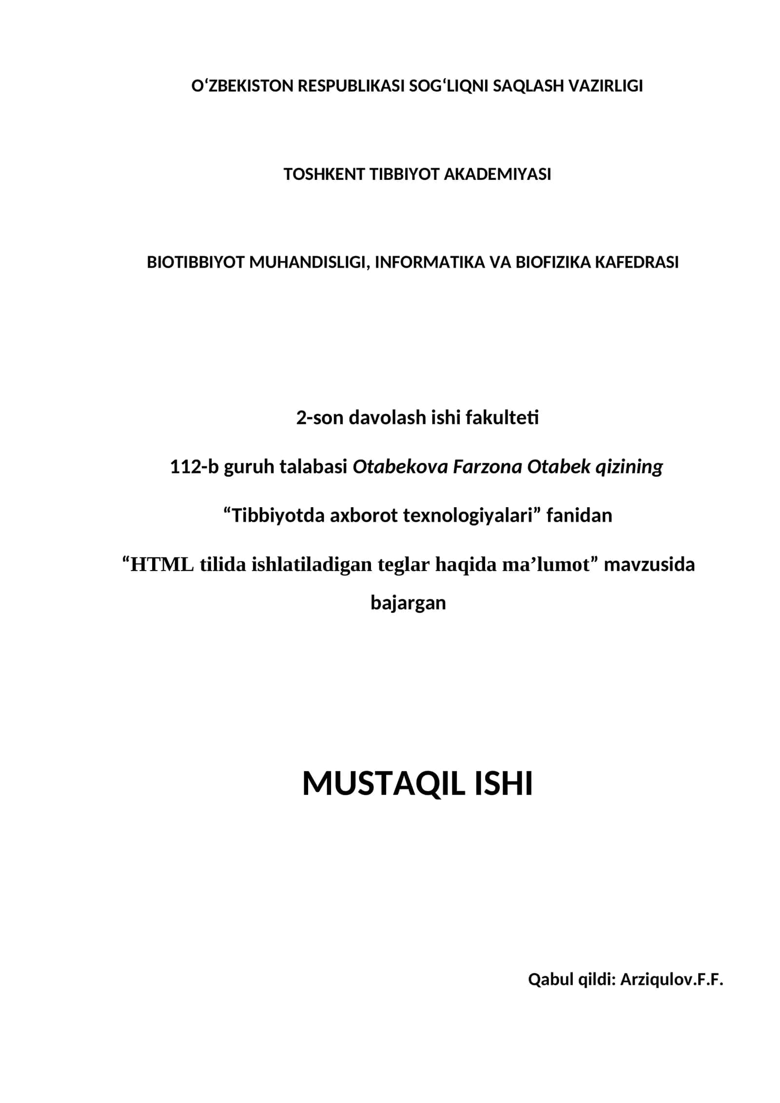 HTML da teglar haqida ma'lumot 1