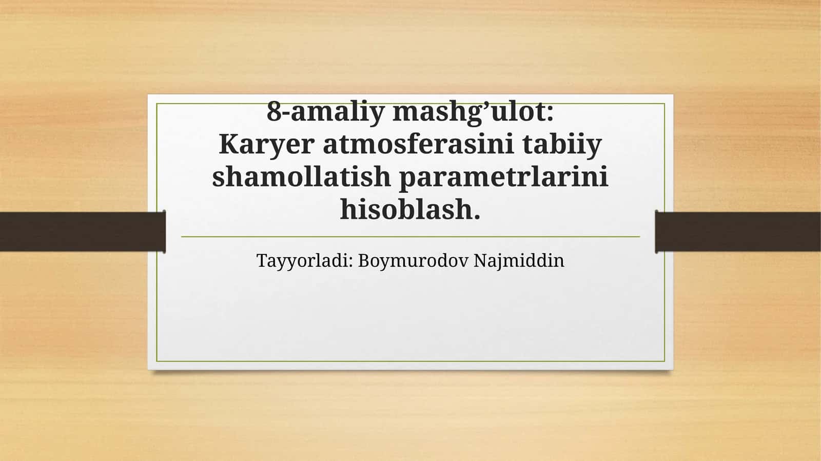 Karyera atmosferasini tabiiy shakllantirish parametrlarini hisoblash 1