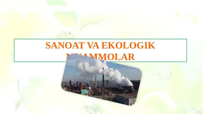 SANOAT VA EKOLOGIK MUAMMOLAR 1