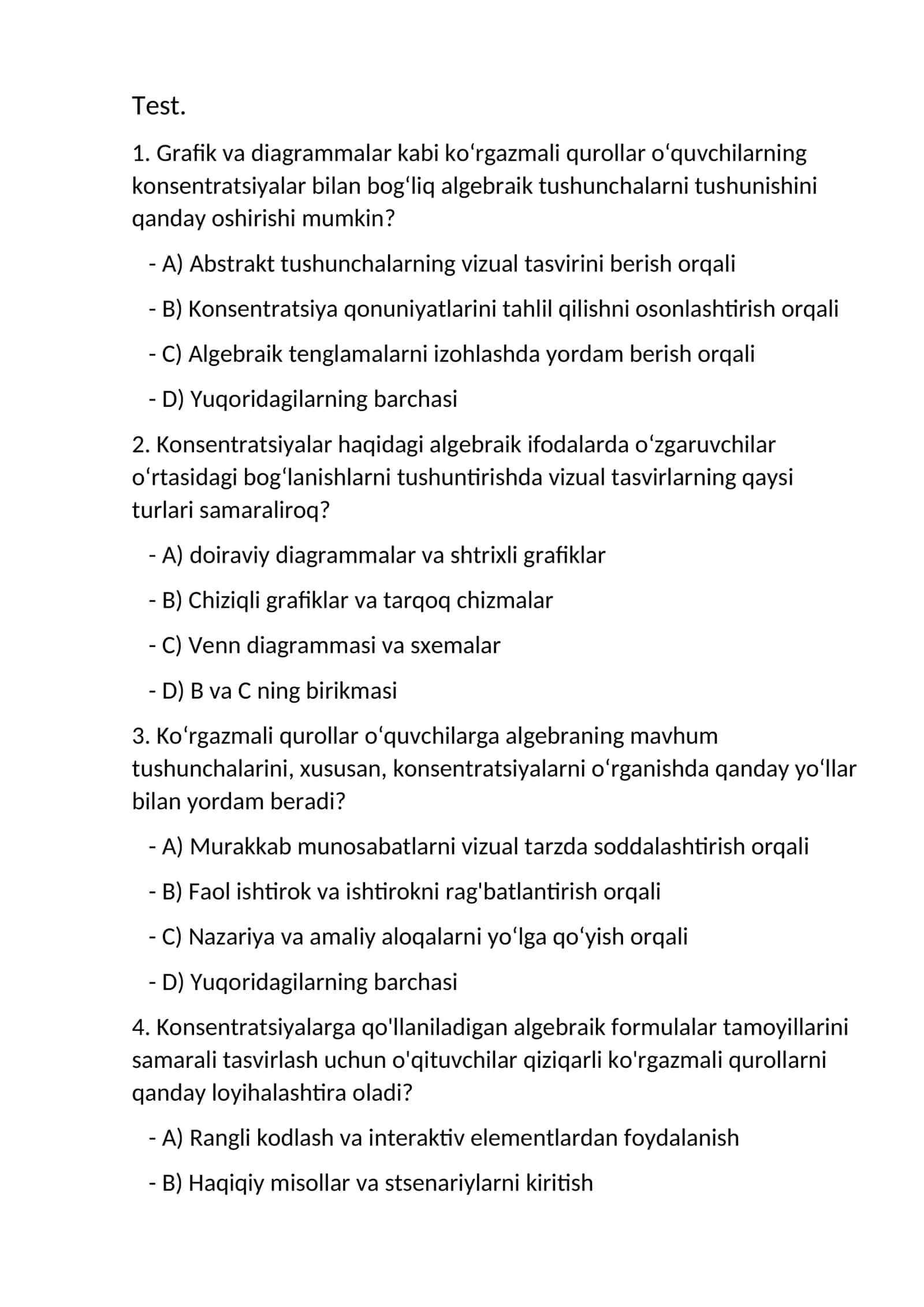 Mavzu 1. Grafik va diagrammalar kabi ko‘rgazmali qurollar 1