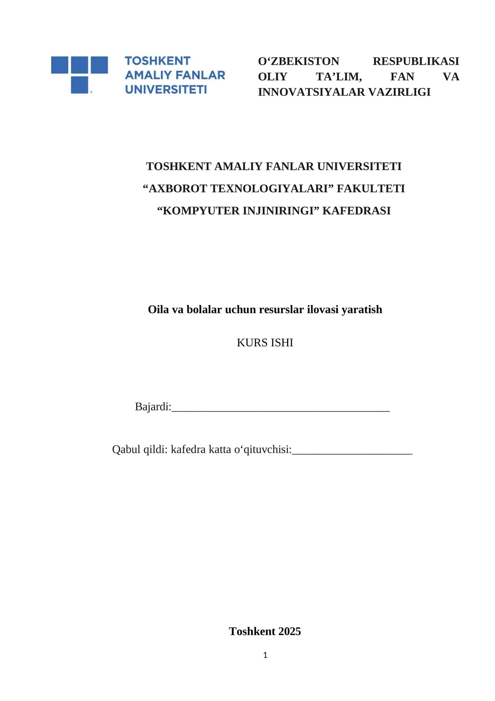 Oila va bolalar uchun resurslar ilovasi yaratish 1