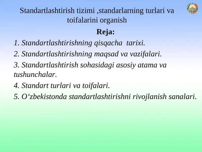Standartlashtirishtizimi 1