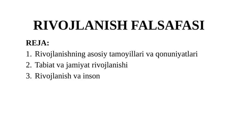 RIVOJLANISH FALSAFASI 1