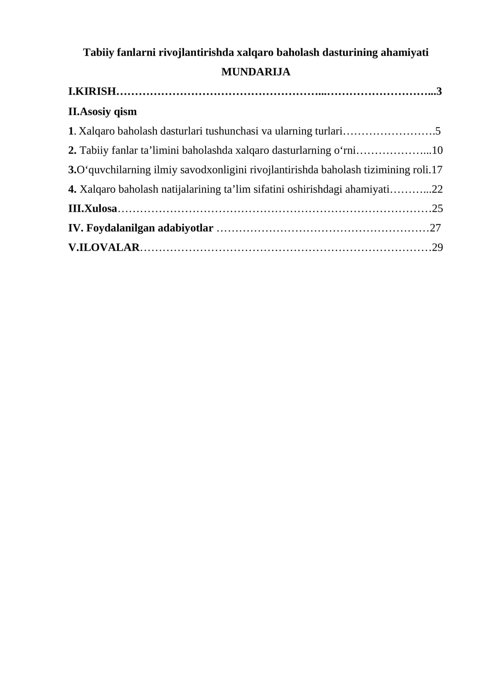 Tabiiy fanlarni rivojlantirishda xalqaro baholash dasturining ahamiyati 1