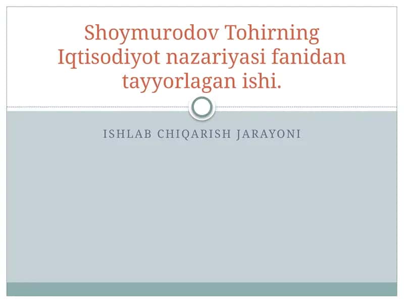 Iqtisodiyot nazariyasi 1