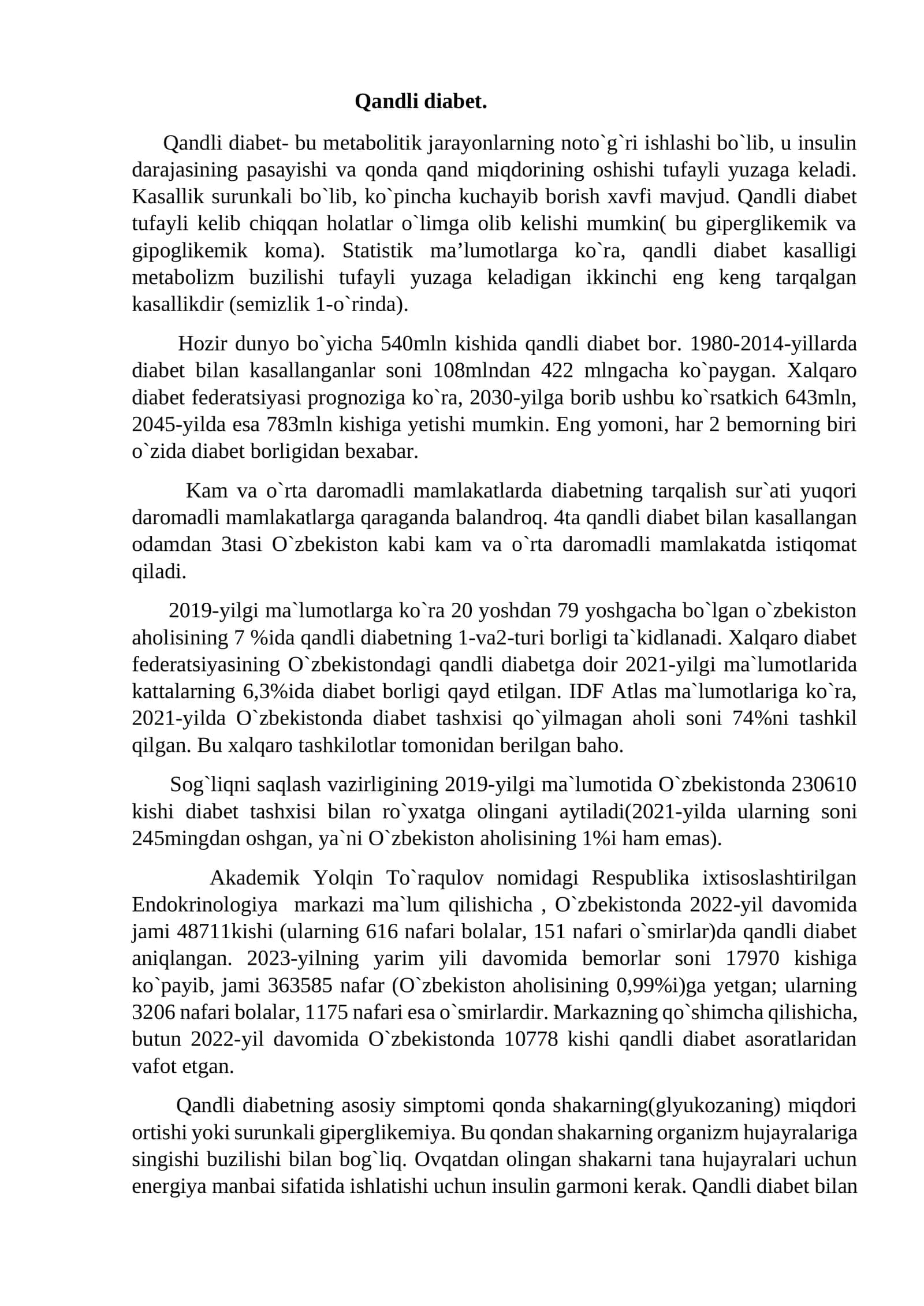 Qandli diabet 1