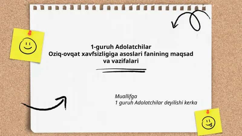 Oziq-ovqat xavfsizligiga asoslari 1