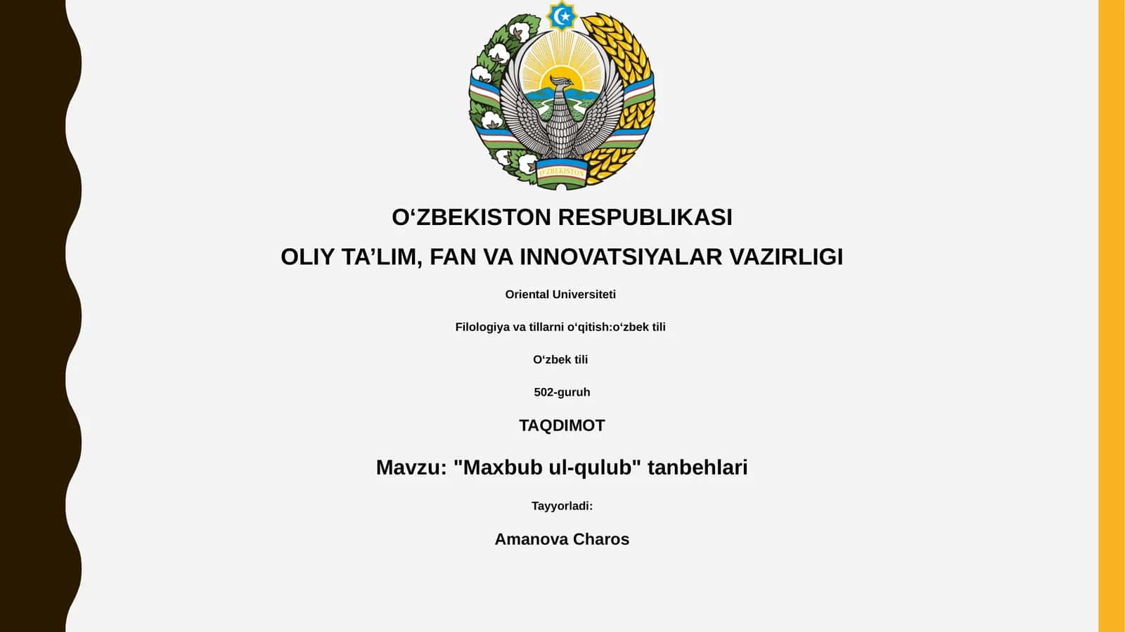 "Maxbub ul-qulub" tanbehlari 1