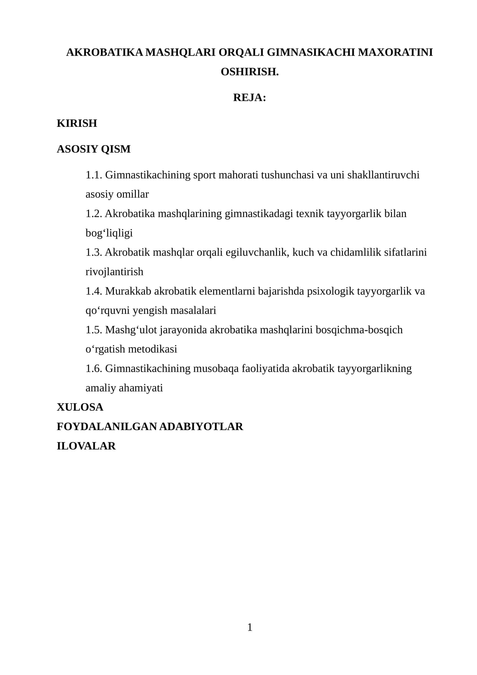 AKROBATIKA MASHQLARI ORQALI GIMNASIKACHI MAXORATINI OSHIRISH 1