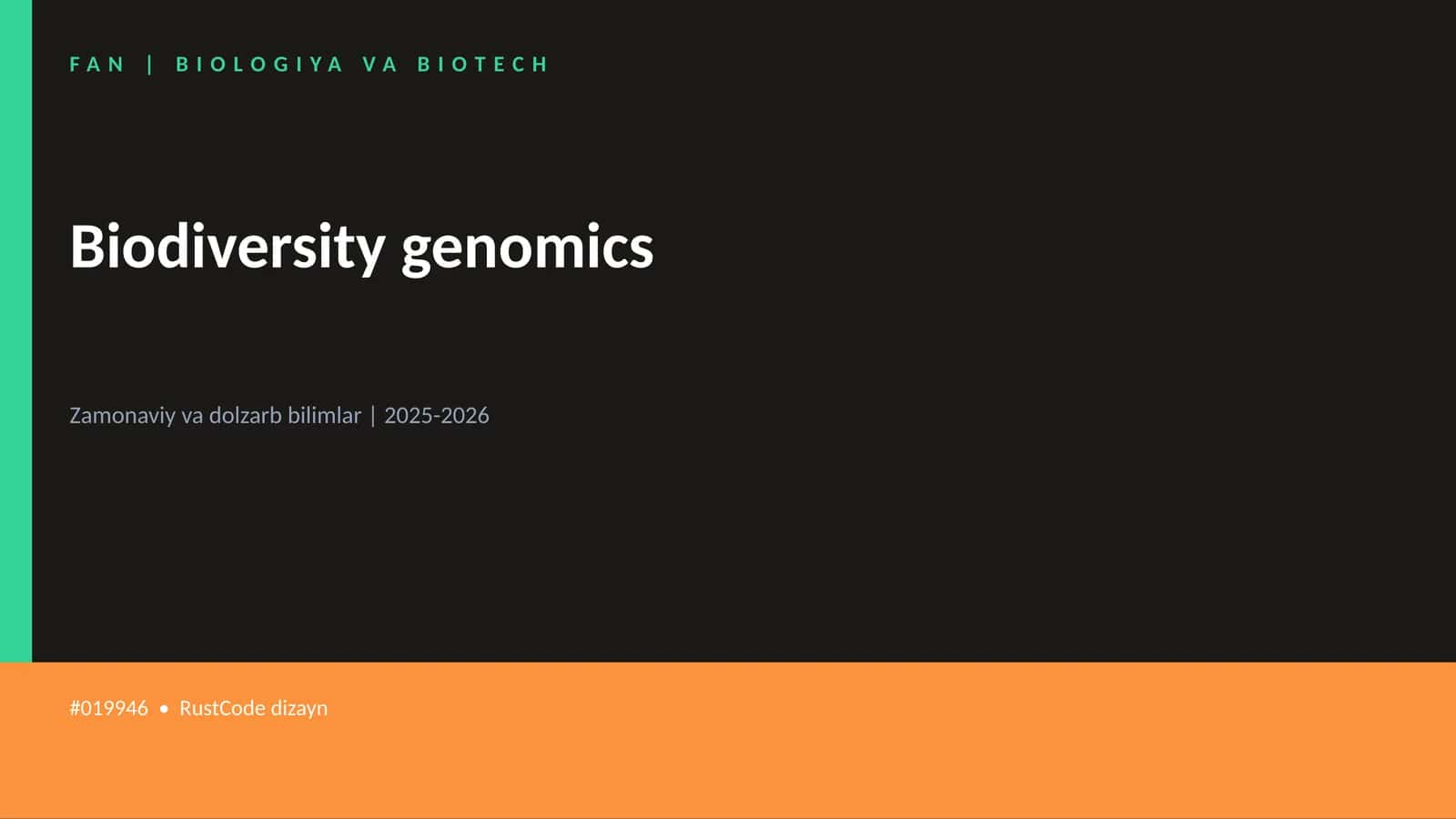 Biodiversity genomics 1