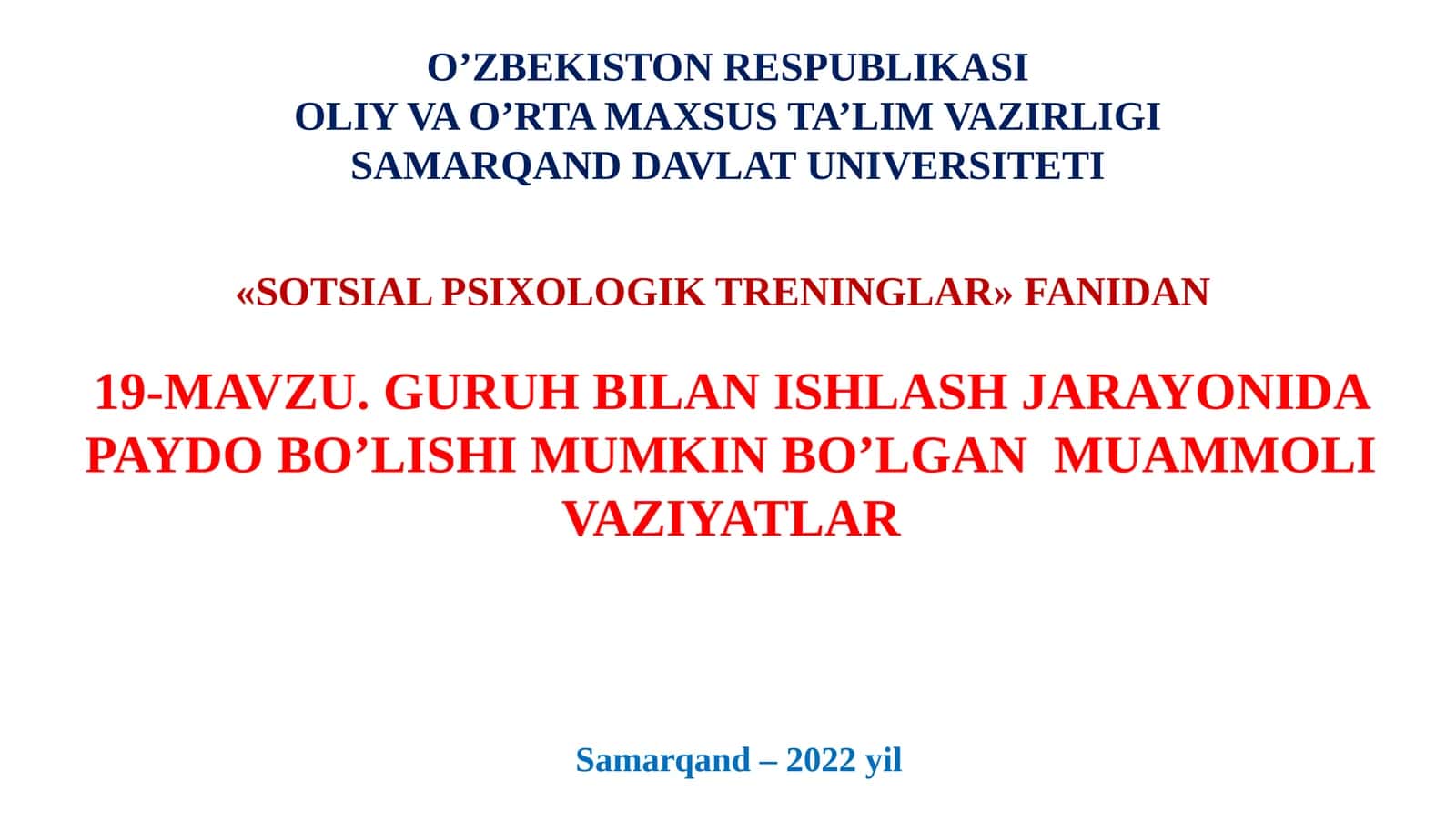 SOTSIAL PSIXOLOGIK TRENINGLAR 1