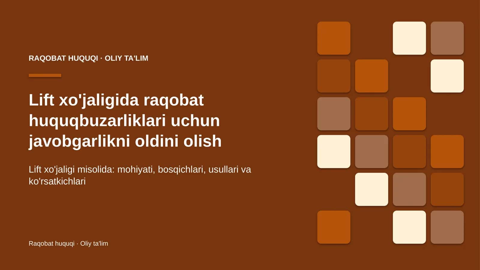 Lift xo'jaligida raqobat huquqbuzarliklari uchun javobgarlikni oldini olish 1
