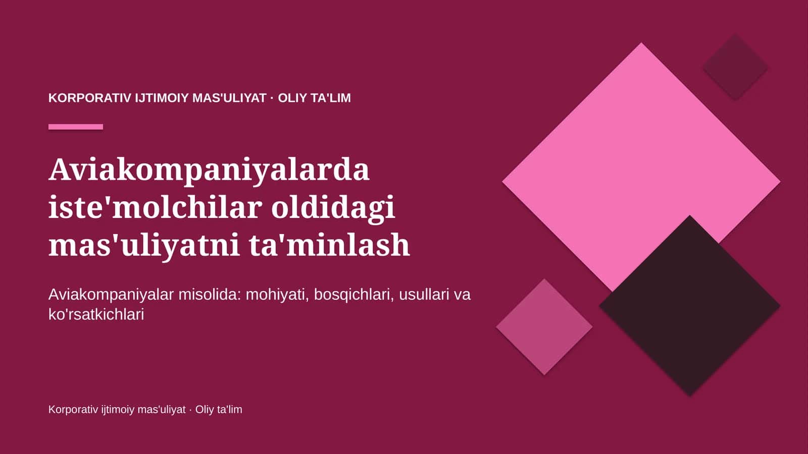 Korporativ Ijtimoiy Mas'uliyat · Oliy Ta'limg 1