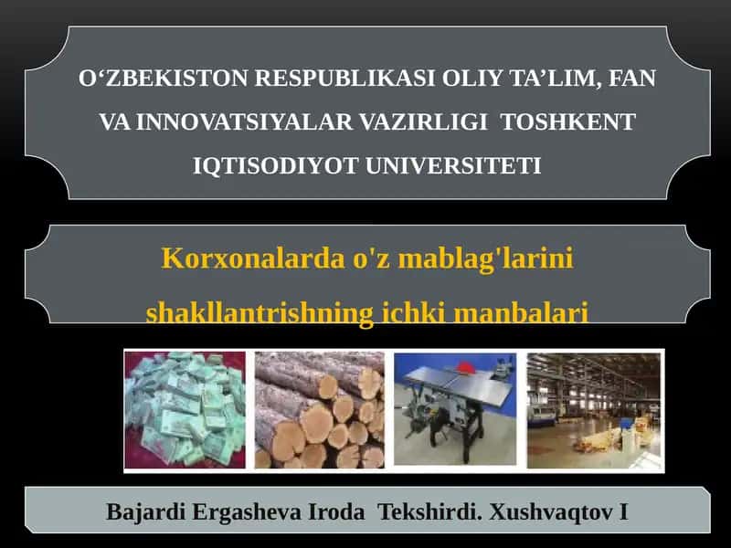 Korxona Mablag'lar 1