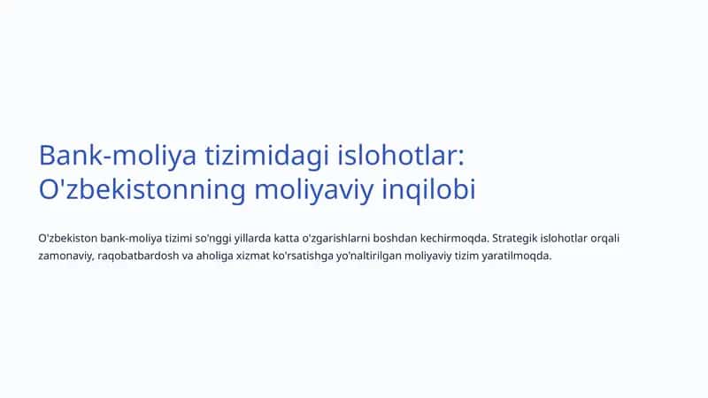 O'zbekistonning moliyaviy inqilobi 1