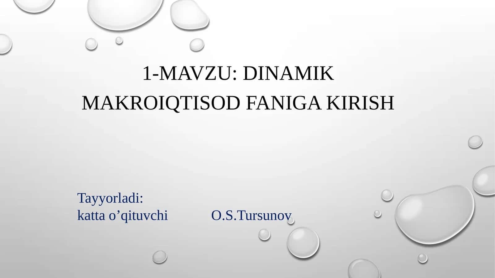 Dinamik makroiqtisod 1