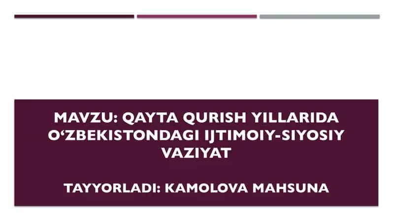 Qayta qurish yillarida Oʻzbekistondagi ijtimoiy-siyosiy vaziyat 1