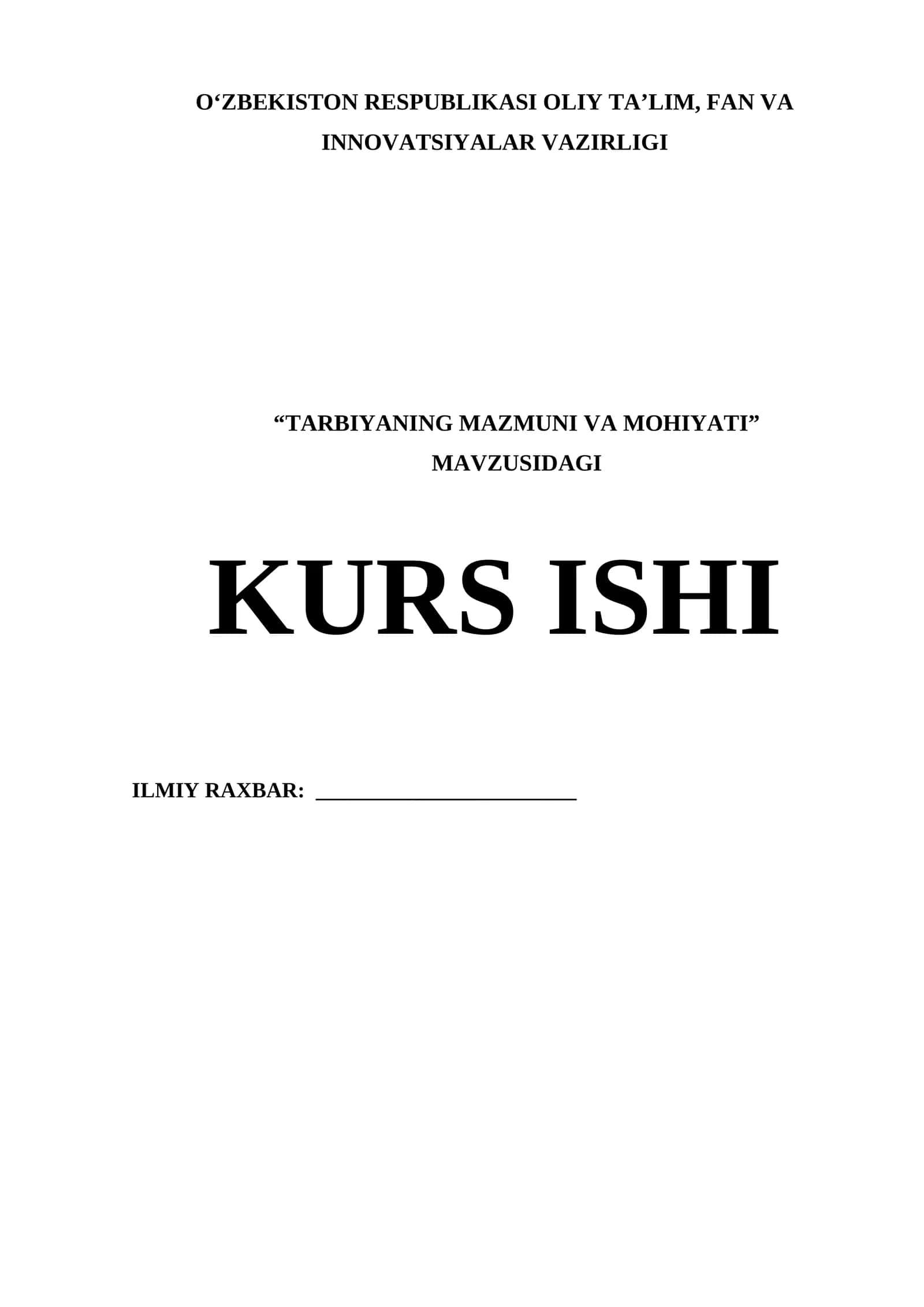 TARBIYANING MAZMUNI VA MOHIYATI 1