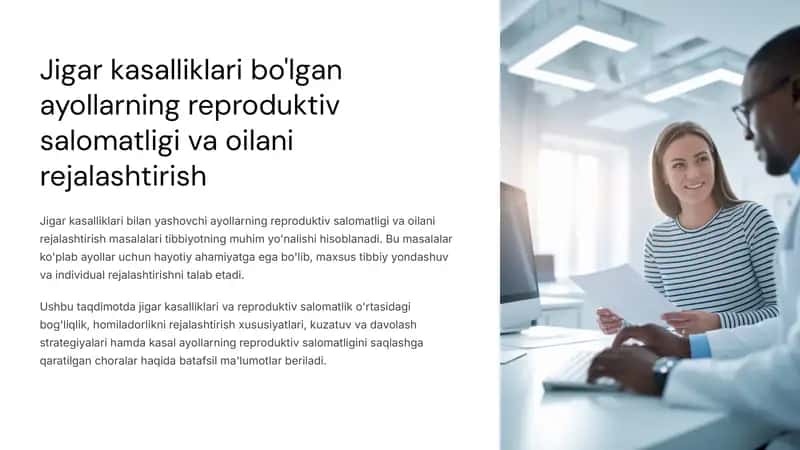 Jigar kasalliklari bo'lgan ayollarning reproduktiv salomatligi va oilani rejalashtirish 1