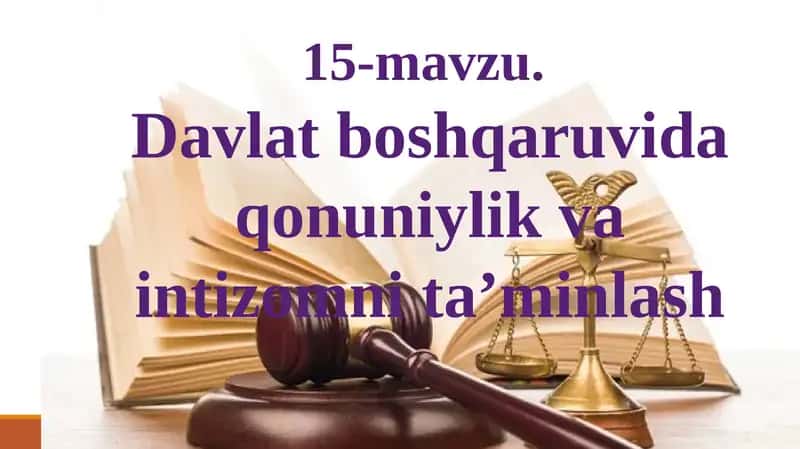 Davlat boshqaruvida qonuniylik va intizomni ta’minlash 1