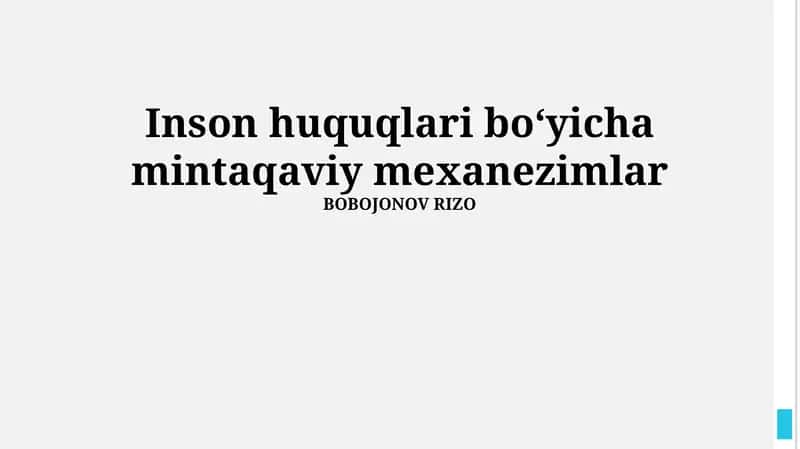 Inson huquqlari boʻyicha mintaqaviy mexanezimlar 1