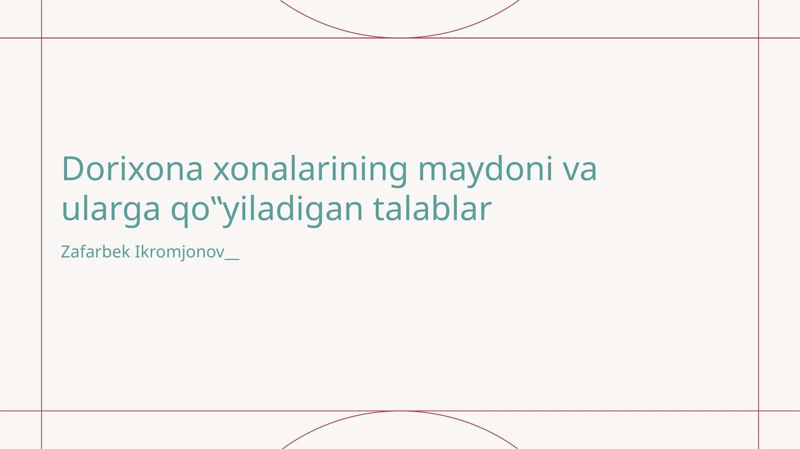 Dorixona xonalarining maydoni va ularga qo‟yiladigan talablar 1
