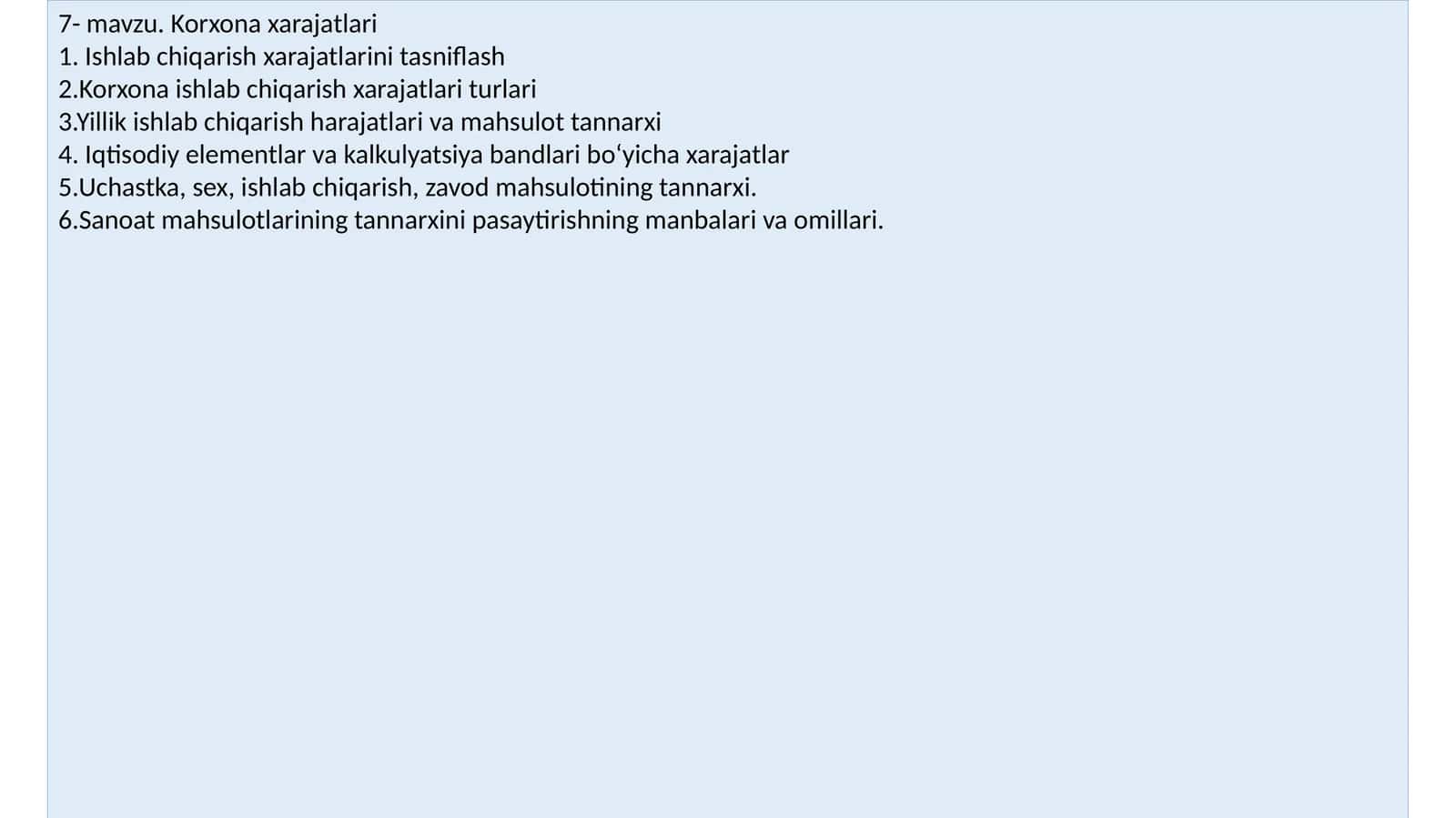 Korxona xarajatlari 1