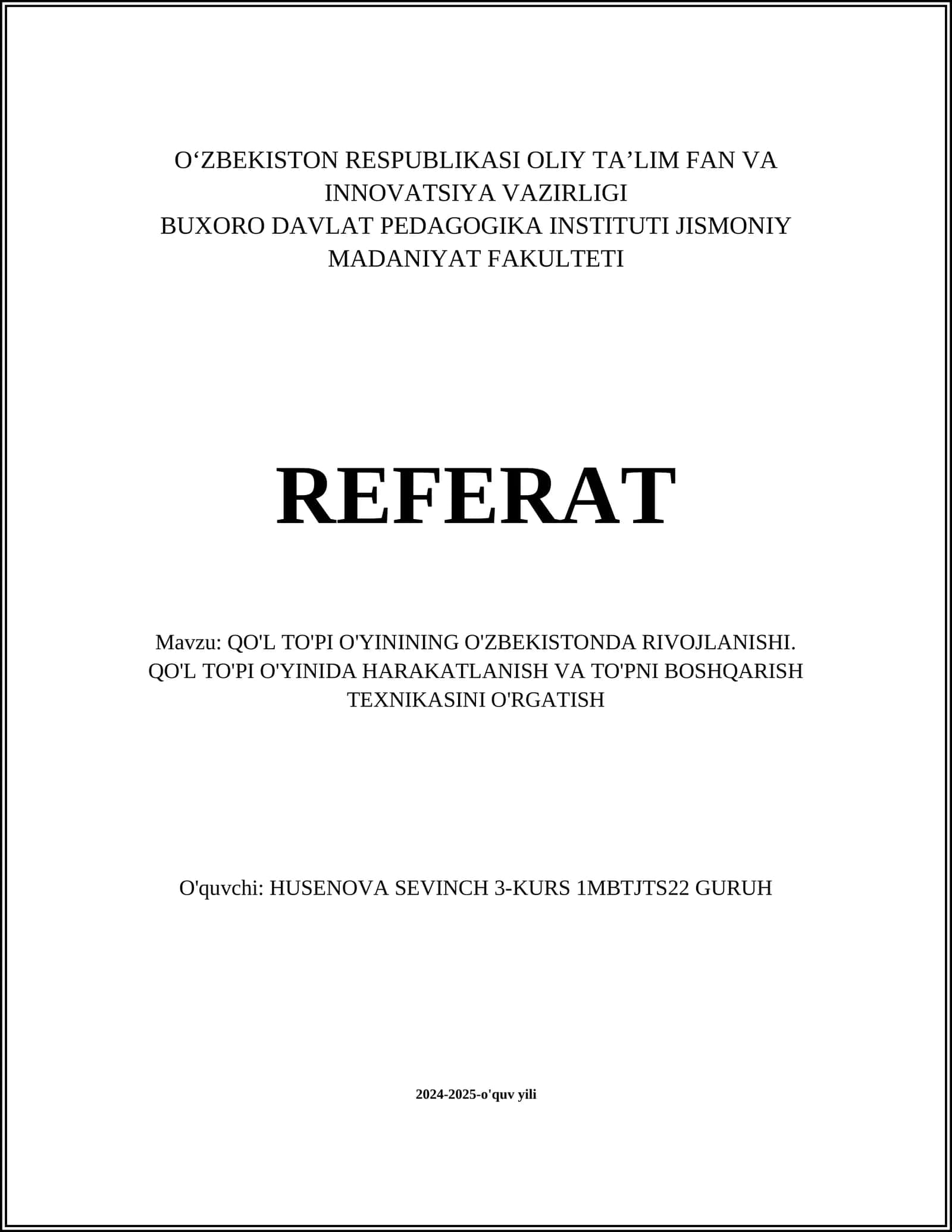 QO'L TO'PI O'YININING O'ZBEKISTONDA RIVOJLANISHI 1