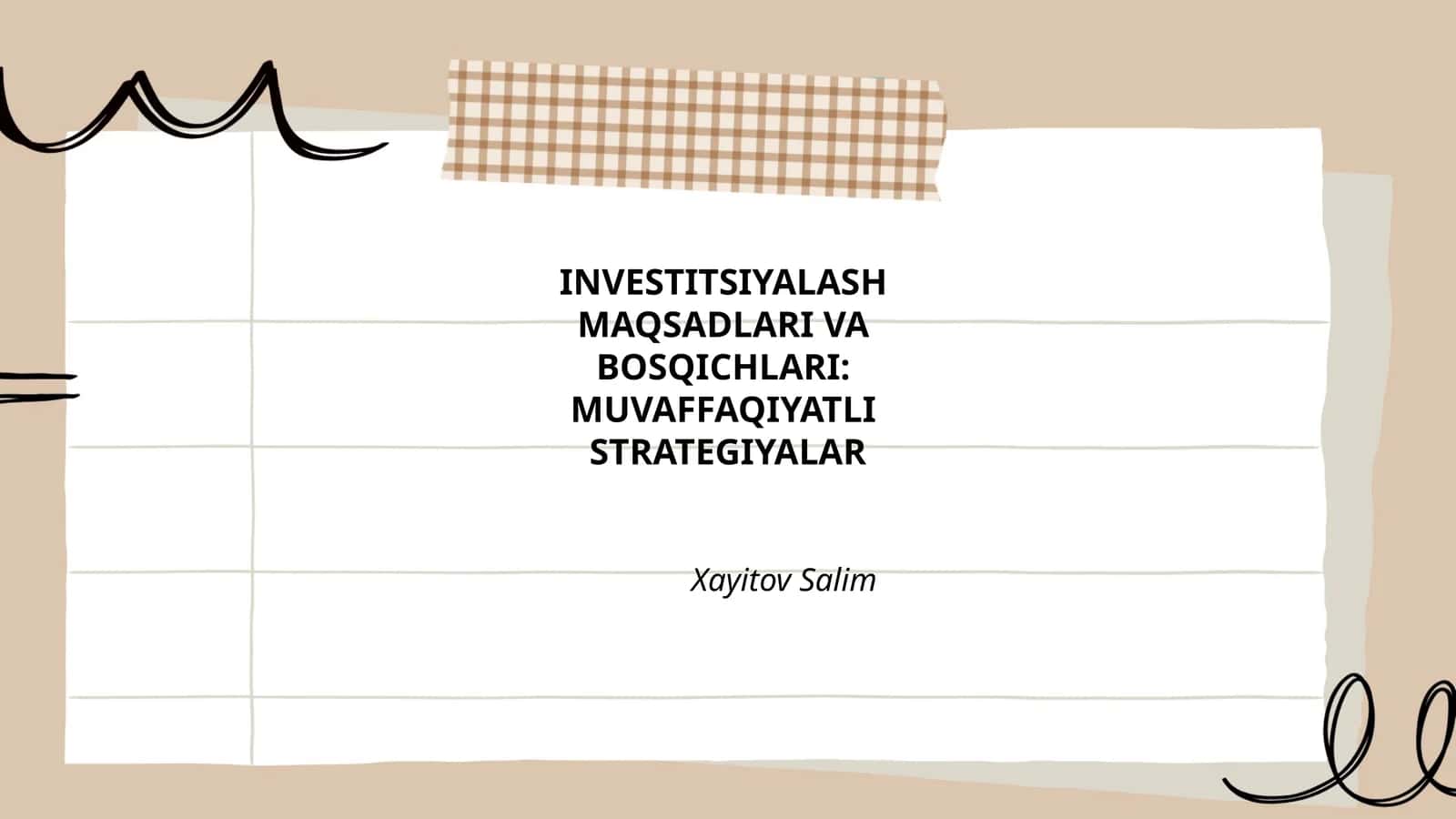INVESTITSIYALASH MAQSADLARI VA BOSQICHLARI: MUVAFFAQIYATLI STRATEGIYALAR 1