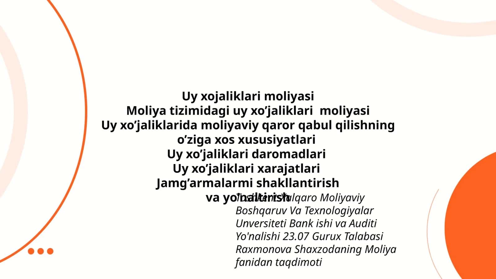Uy xojaliklari moliyasi 1