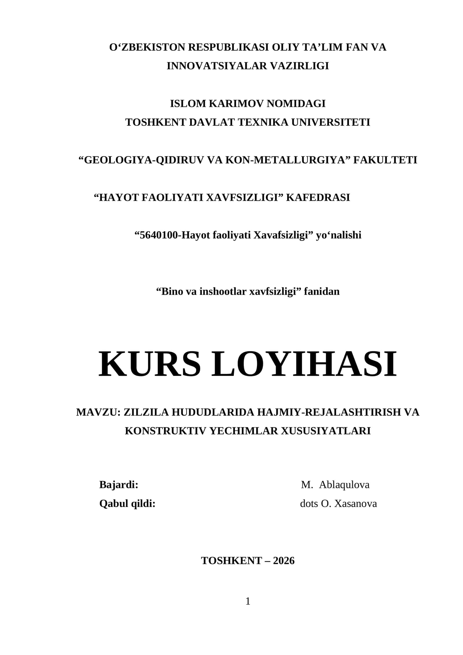 ZILZILA HUDUDLARIDA HAJMIY-REJALASHTIRISH VA KONSTRUKTIV YECHIMLAR XUSUSIYATLARI 1