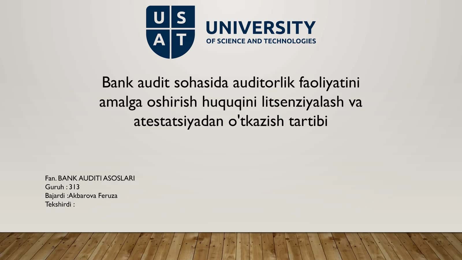 Bank Auditining Litsenziyalash va Attestatsiyasi 1