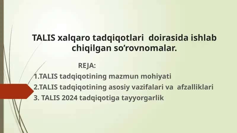TALIS tadqiqotlari 1