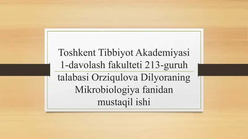 Immunitet tizimining shakllanishi va yoshga bogʻliq oʻzgarishlari 1