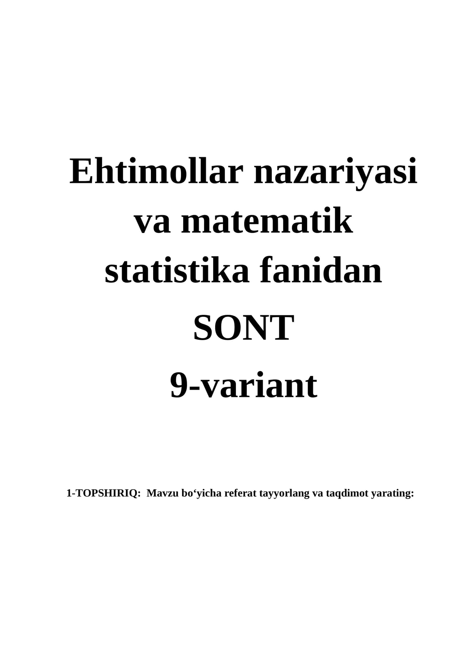 Ehtimollar nazariyasi 9-variant 1