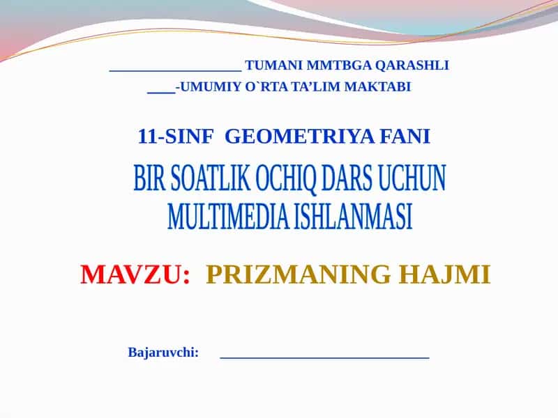 Geometriya fanida prizmaning hajmi 1