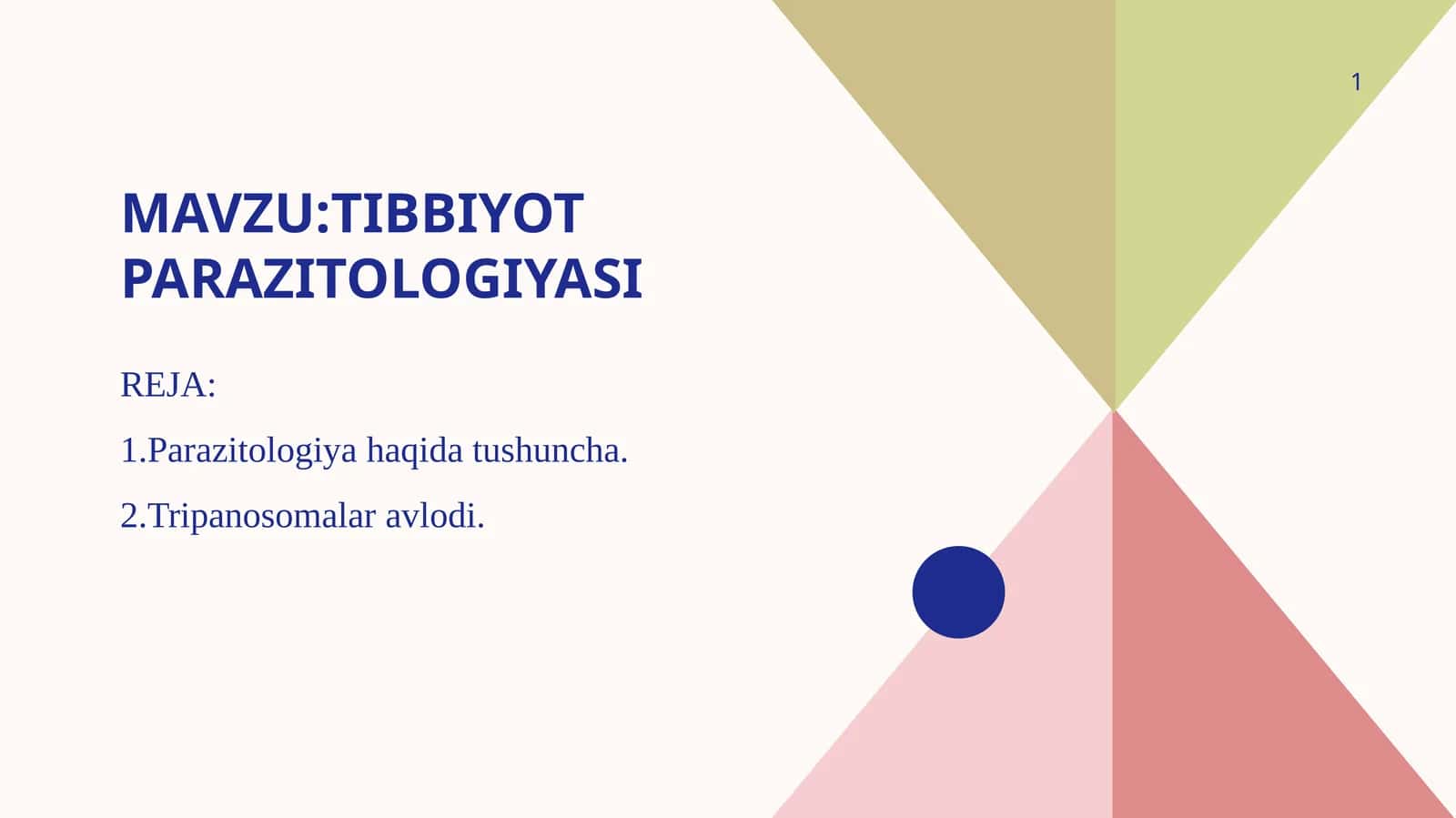 TIBBIYOT PARAZITOLOGIYASI 1