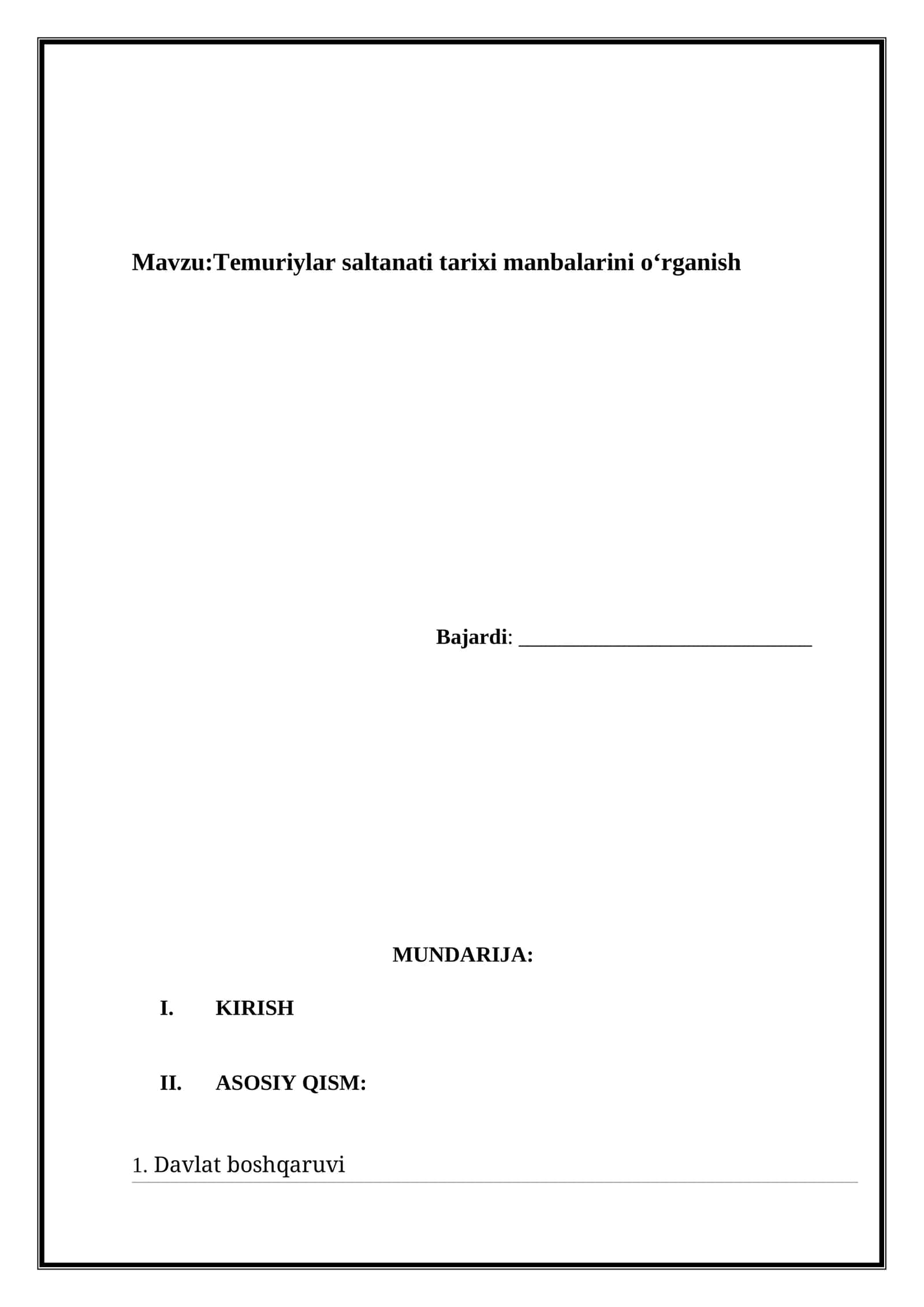 Temuriylar saltanati tarixi manbalarini oʻrganish 1